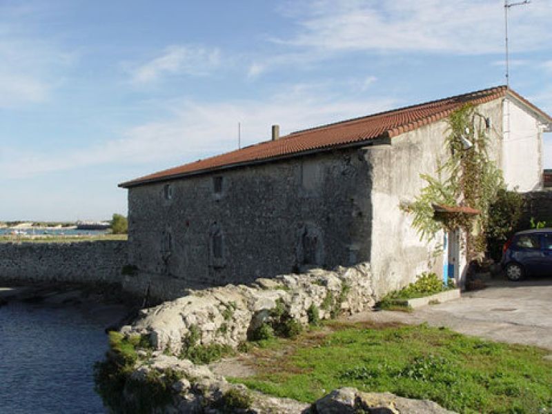 Vista cercana de exterior del molino